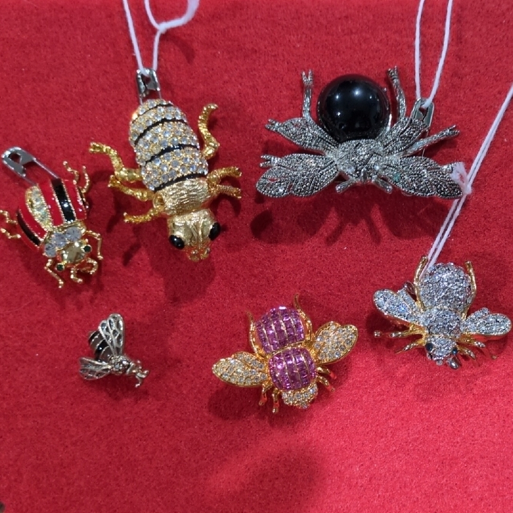 Joan Rivers Gold and Silver Insect Brooch Set